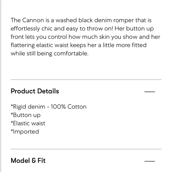 Show Me Your Mumu washed black denim Cannon Romper NWT - Picture 4 of 5